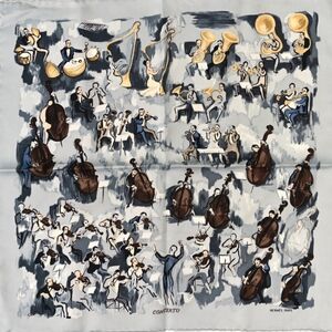 RARE Hermès 'Concerto' 45 Silk Scarf with Orchestra Print
